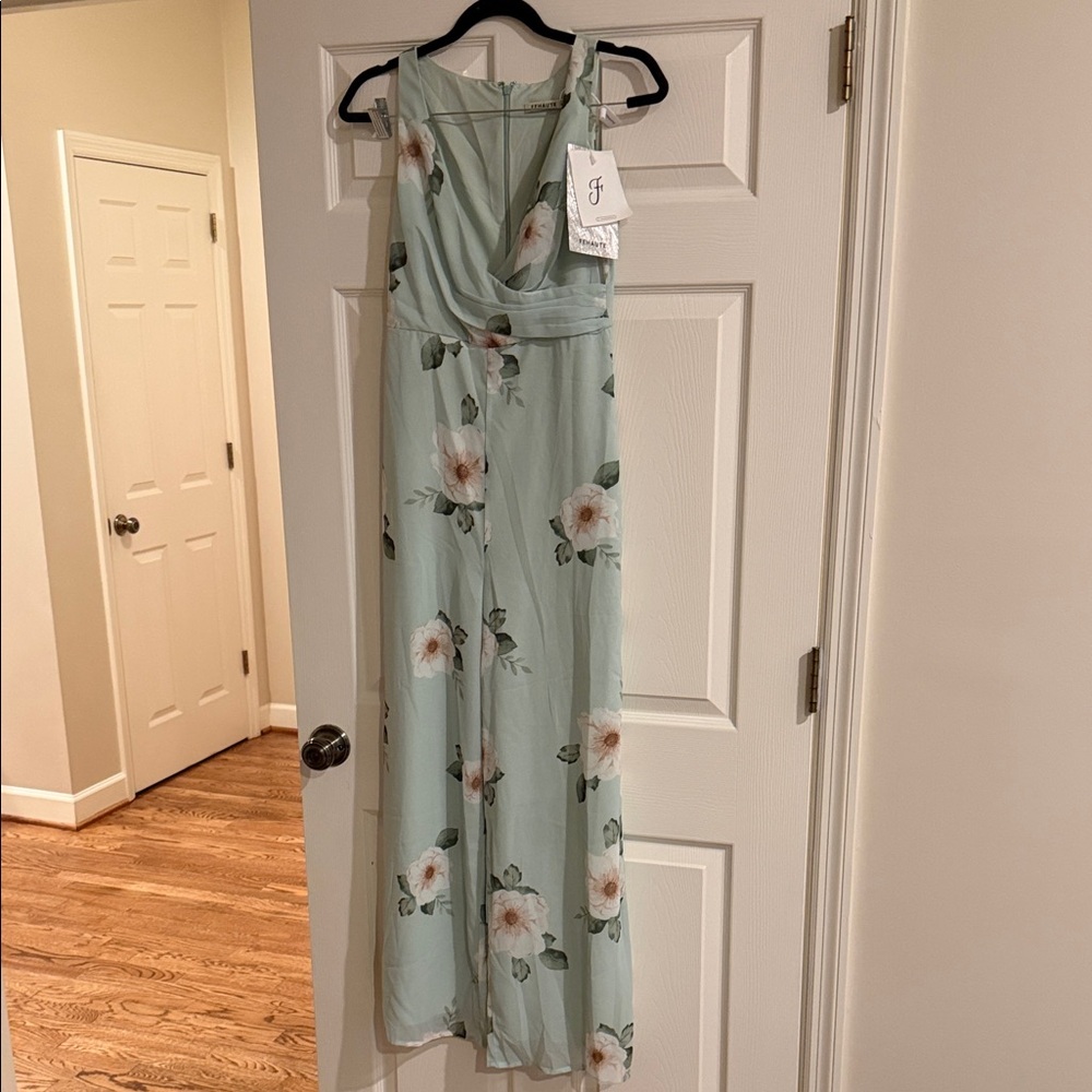 Floral Sleeveless Jumpsuit in Light Green